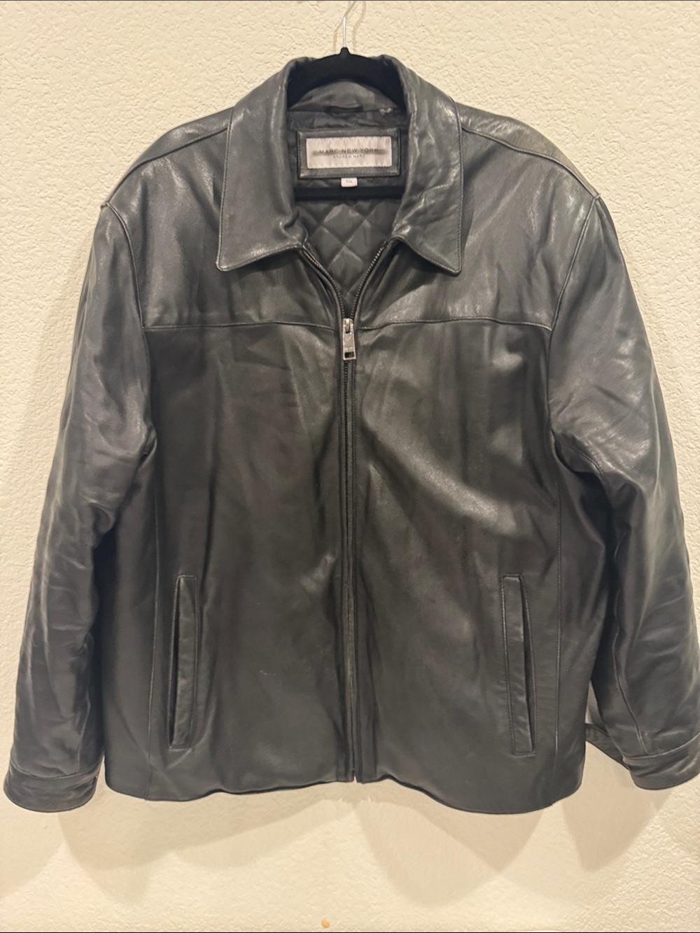 Marc New York Andrew Marc Mens Black Leather Jacket XXL Quilted Lining